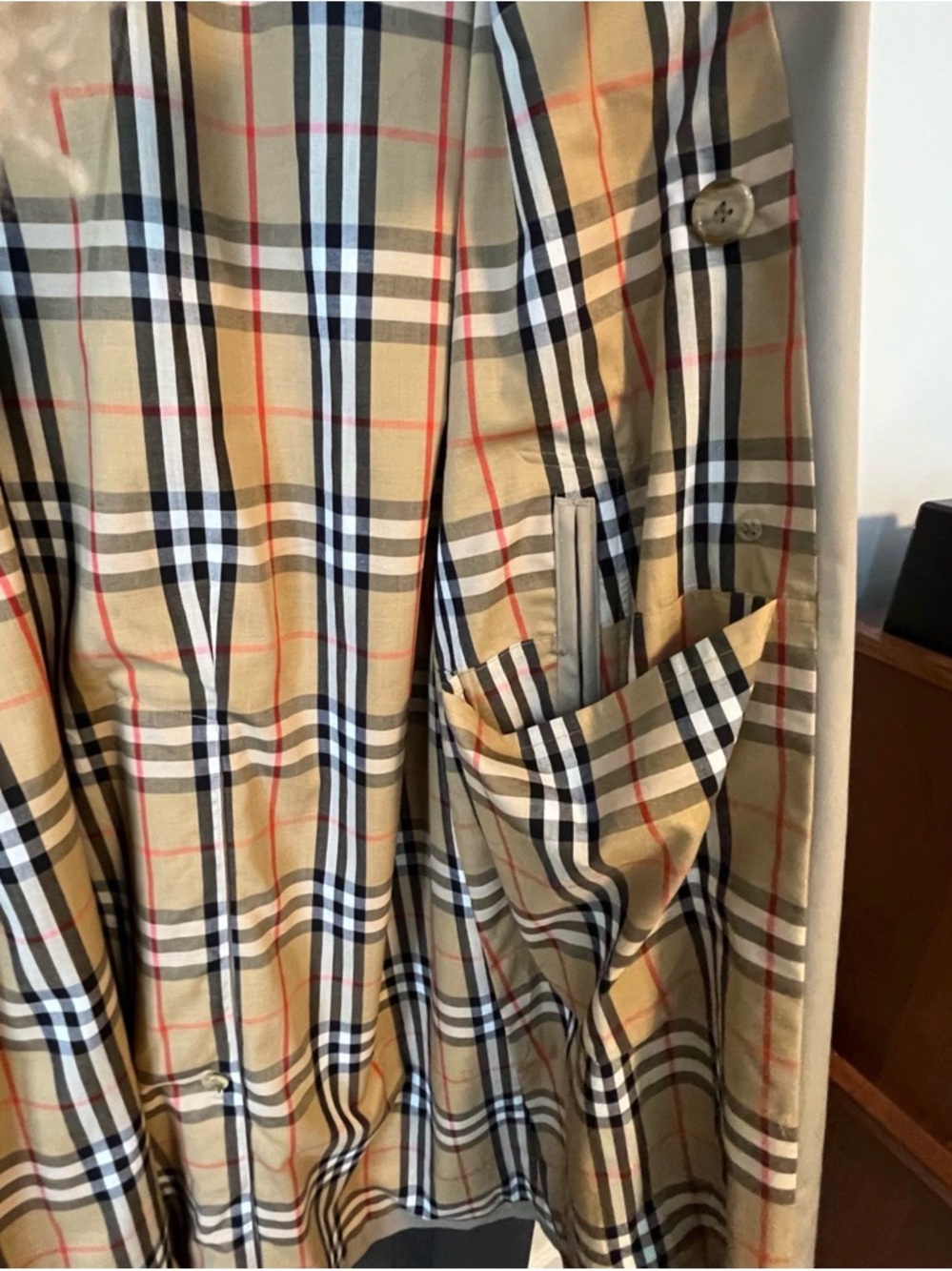 Burberry Beige Plaid Lined Trench Coat - Picture 3 of 8